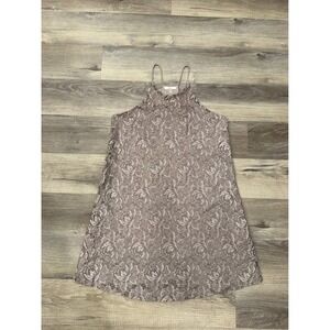 Soprano Womens Mauve Taupe Floral Lace Halter Neck A-Line Dress Small D15818DG